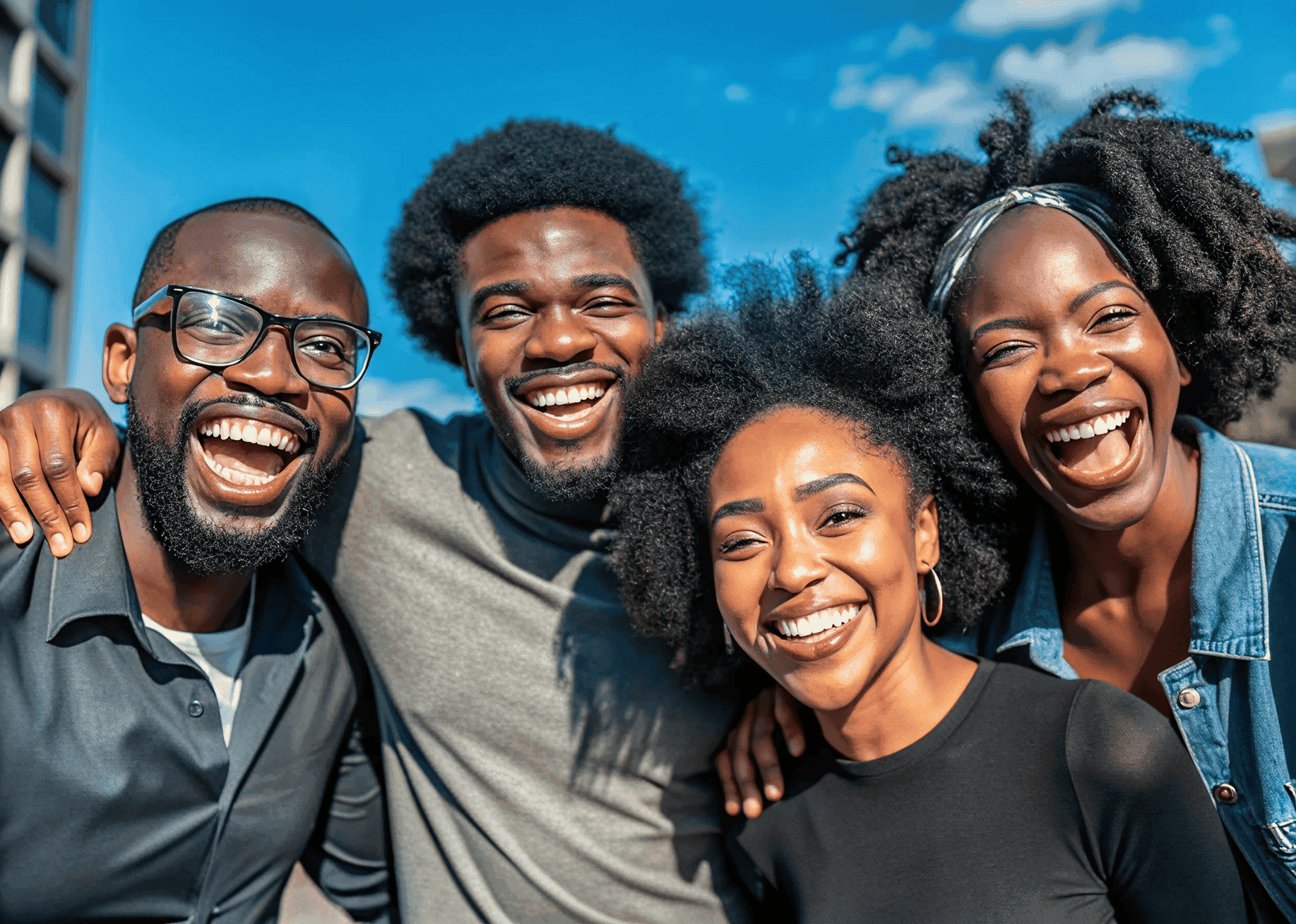 Happy group of people promoting blood donation